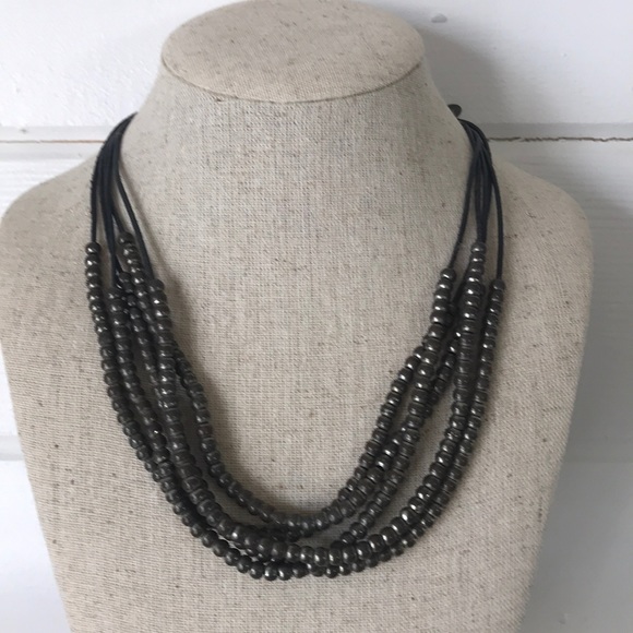 Lizou Jewelry - Layered Beaded Black Necklace Preloved